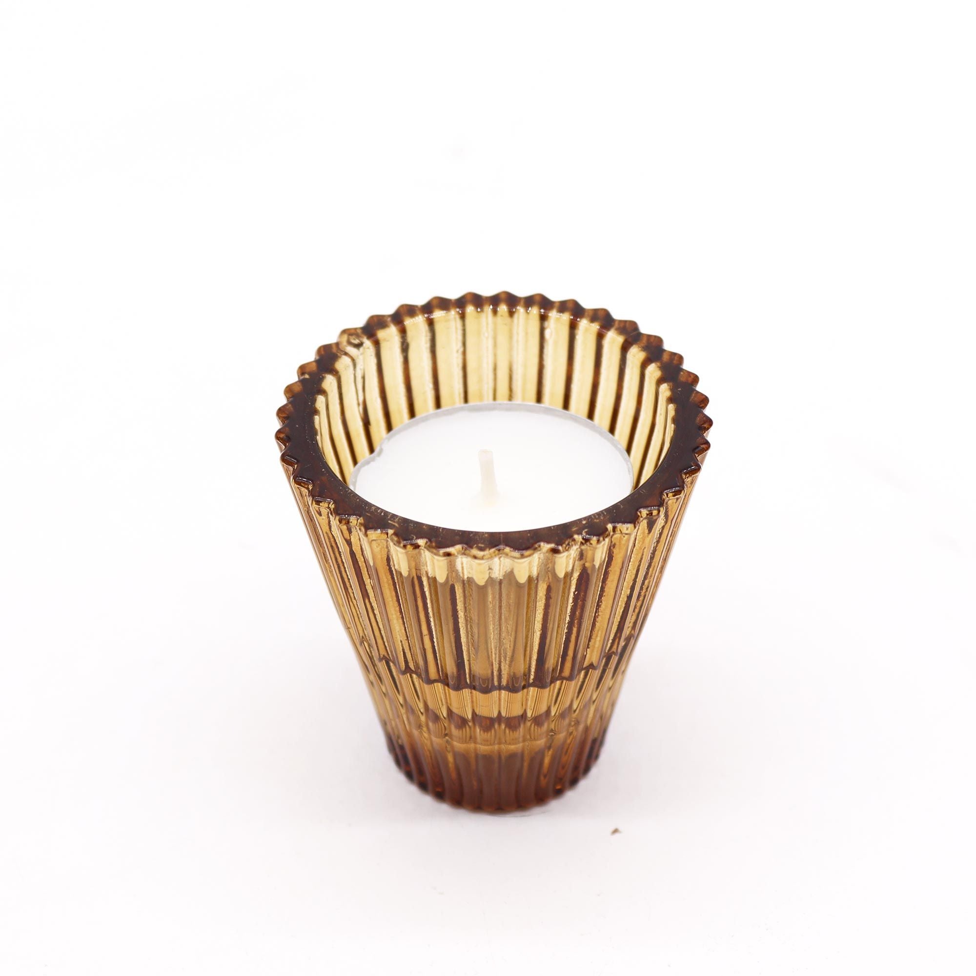 Portavelas reversible para cena / vela de té - Ámbar antiguo