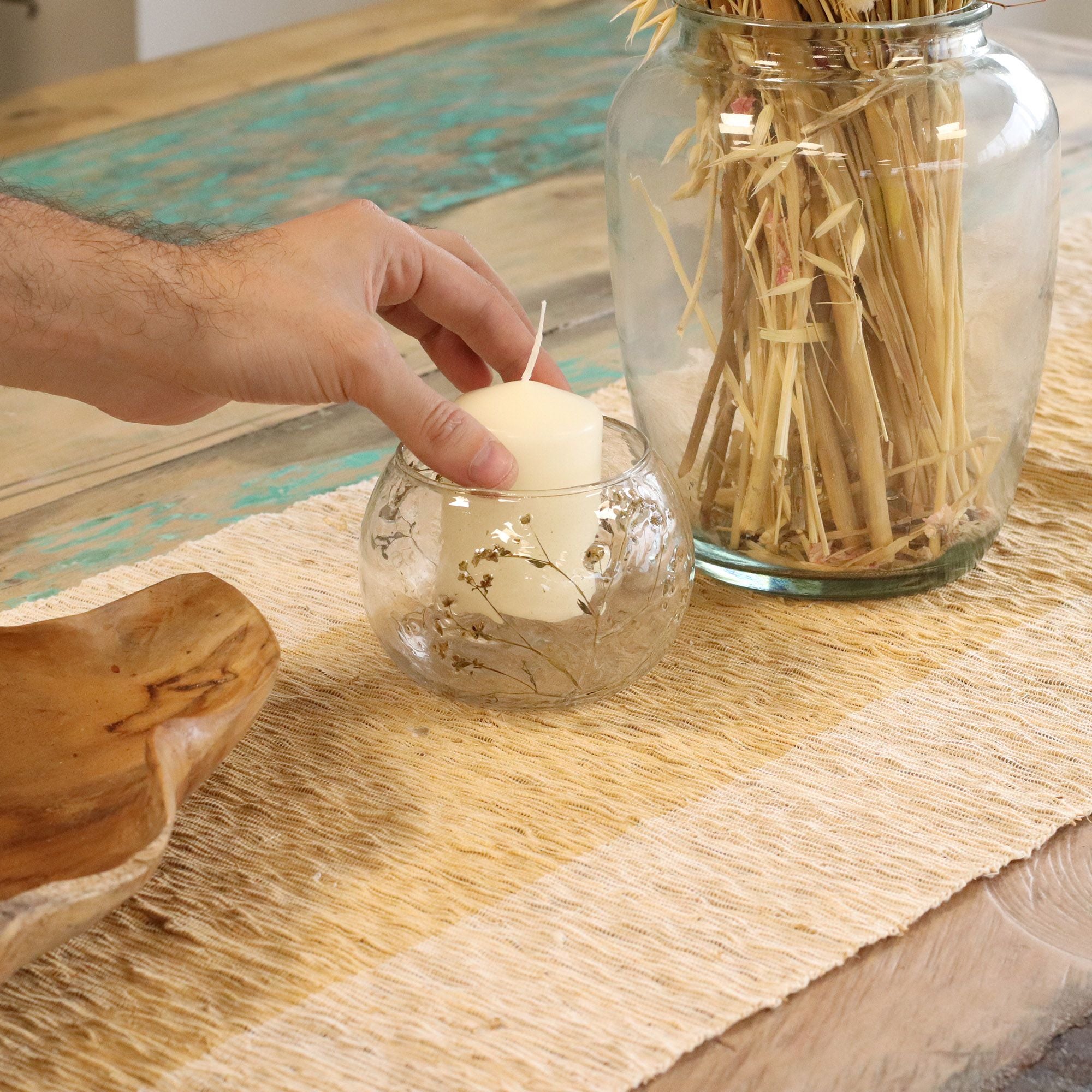 Portavelas de Vidrio floral natural Cuenco - Margarita - (8x10cm)