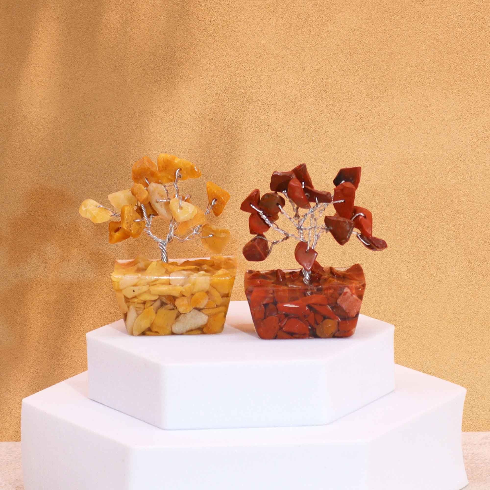 Mini árboles de piedras preciosas sobre base de orgonita - Mezcla Surtida (15 piedras)